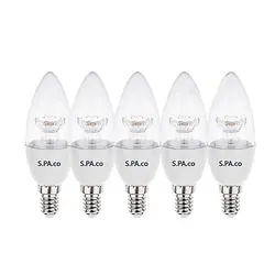 لامپ ال ای دی کندل کریستال 6 وات اسپاکو بسته 5 عددی