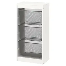 کمد ذخیره سازی سفید با جعبه خاکستری تیره مدل TROFAST | برند ایکیا | ارسال 15 الی 20 روز کاری