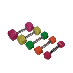 دمبل شش ضلعی رنگی وزن 1 کیلوگرم بسته 2 عددی