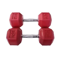 دمبل شش ضلعی رنگی وزن 10 کیلوگرم بسته 2 عددی