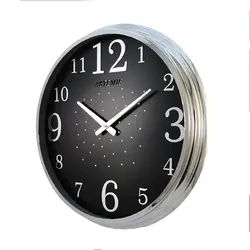 ساعت دیواری آرتمیس مدل 2000 نقره ای صفحه مشکی - گالری ساعت آریانا