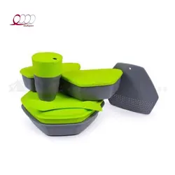 ست ظروف کمپینگ هشت تکه کریویت Crivit پلاستیکی مستحکم مسافرتی - شاد اسپرت