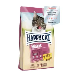 غذا خشک گربه بالغ هپی کت مینکاس عقیم شده وزن 10 کیلوگرم | Happy Cat Minkas Sterilised Cat Dry Food 10kg