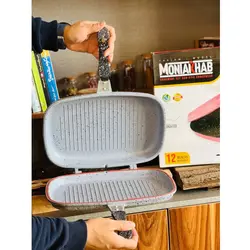 تابه دو طرفه مدل رژیمی منتخب سایز 36 رنگ خاکستری