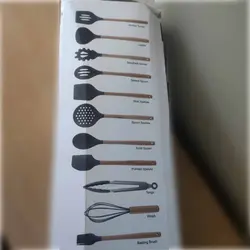 سرویس کفگیر و ملاقه 12 پارچه کیچن ست مدل unt45 (مشکی و نوک مدادی)