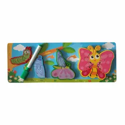 پازل چوبی مراحل رشد حیوانات (طرح غورباقه، لاک پشت و پروانه)