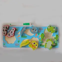 پازل چوبی مراحل رشد حیوانات (طرح غورباقه، لاک پشت و پروانه)