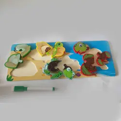 پازل چوبی مراحل رشد حیوانات (طرح غورباقه، لاک پشت و پروانه)