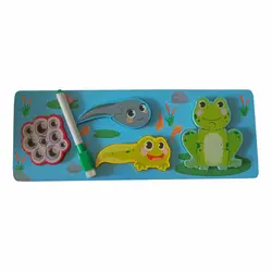 پازل چوبی مراحل رشد حیوانات (طرح غورباقه، لاک پشت و پروانه)