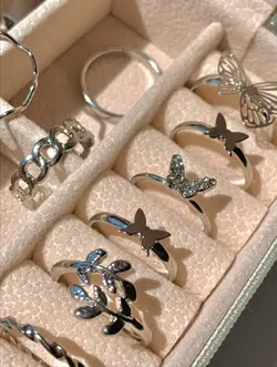 پک انگشتر کاپل پروانه نگیندار دخترانه