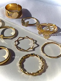 پک انگشتر کاپل پروانه نگیندار دخترانه