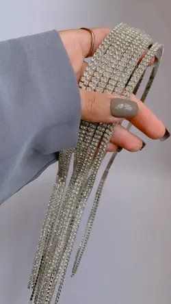 تل سر استیل آویزدار-نگین کریستالی دو ردیفه