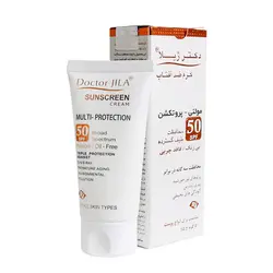 کرم ضد آفتاب مولتی پروتکشن بی رنگ دکتر ژیلا SPF50 فاقد چربی ۵۰ گرمDoctor Jila invisible Sunscreen Cream Multi Protection SPF50⁺ 50 ml