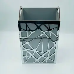 سطل زباله چوبی و فلزی کروم نقره ای