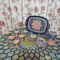 سرویس چای خوری میناکاری 6 نفره میناکاری کد ch2 | سفال رضا