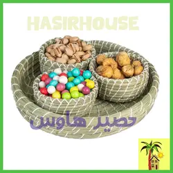 ظرف اردو خوری حصیری 4 تکه دایره مدل نرگسی