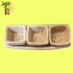 ظرف اردوخوری حصیری 4 تکه مربع