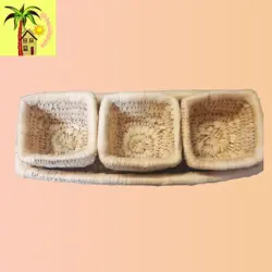 ظرف اردوخوری حصیری 4 تکه مربع