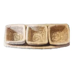 ظرف اردوخوری حصیری 4 تکه مربع