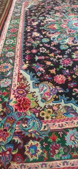 فرش دستبافت 6 متری هریس سالاری گل ابریشم تبریز - کد 25 - فروشگاه فرش و تابلوفرش شکوری