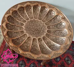 سنگاب مسی قلم زنی شده اصفهان دوران قاجار | جام مسی | شکوری