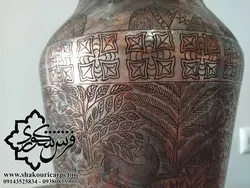 گلدان عتیقه مسی تمام قلم قدمت پهلوی دوم | خرید + قیمت گلدان