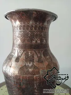 گلدان عتیقه مسی تمام قلم قدمت پهلوی دوم | خرید + قیمت گلدان