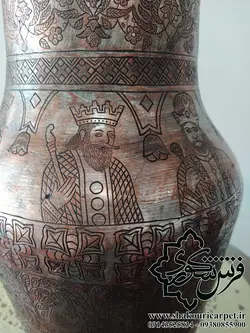 گلدان عتیقه مسی تمام قلم قدمت پهلوی دوم | خرید + قیمت گلدان