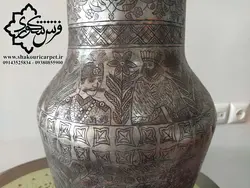 گلدان عتیقه مسی تمام قلم قدمت پهلوی دوم | خرید + قیمت گلدان