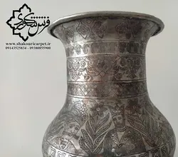 گلدان عتیقه مسی تمام قلم قدمت پهلوی دوم | خرید + قیمت گلدان