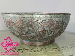کاسه قلم کاری شده مسی قدیمی دوران قاجار | خرید صنایع دستی