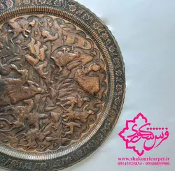 سینی مسی اصفهان تمام قلم برجسته عتیقه و قدیمی- خرید از شکوری
