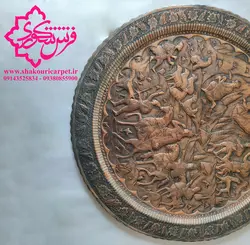 سینی مسی اصفهان تمام قلم برجسته عتیقه و قدیمی- خرید از شکوری