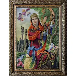 تابلو فرش چنگ نواز کد 0162