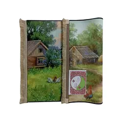 تابلو فرش طرح مرغ و خروس روستای جنگلی کد 4703