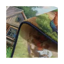 تابلو فرش طرح مرغ و خروس روستای جنگلی کد 4703