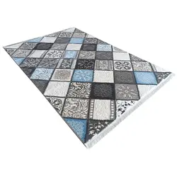 وینتیج فرش طرح تکه دوزی | فرش وینتیج طوسی کد VH-408
