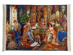 تابلو فرش پیانو زن کد 2236 | قیمت تابلو فرش فرانسوی ماشینی