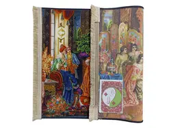 تابلو فرش پیانو زن کد 2236 | قیمت تابلو فرش فرانسوی ماشینی