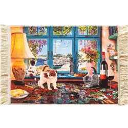 تابلو فرش فانتزی گربه های بازیگوش کد 1046 🐱 Narsis Carpet