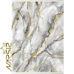 فرشینه ماشینی طرح سنگ مرمری با رگه طلایی کد 7001 - فروشگاه نارسیس