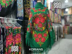 روسری ترکمنی سبز پشمی | فروشگاه اینترنتی کریانس