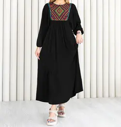 پیراهن ساحلی گلدوزی شده آستین خفاشی | فروشگاه اینترنتی کریانس