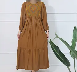 پیراهن ساحلی گلدوزی شده آستین خفاشی | فروشگاه اینترنتی کریانس