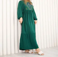 پیراهن ساحلی گلدوزی شده آستین خفاشی | فروشگاه اینترنتی کریانس