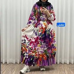 پیراهن ساحلی خارجی مدل آبرنگی آستین بلند | فروشگاه اینترنتی کریانس