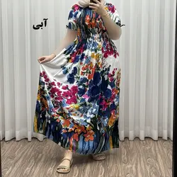 پیراهن ساحلی خارجی مدل آبرنگی آستین کوتاه | فروشگاه اینترنتی کریانس
