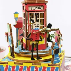 جعبه موسیقی روبوتایم طرح کیوسک تلفن (Phone Booth AM401) - کتابفروشی روباه قرمز