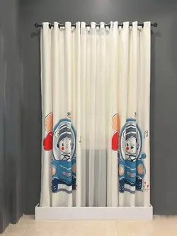 پرده پانچی اتاق کودک مدل پسرانه مخمل و حریر ساده k23