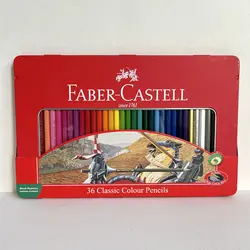 مداد رنگی 36 رنگ فابر کاستل جعبه فلزی تخت (FABER CASTELL) - bookisland
